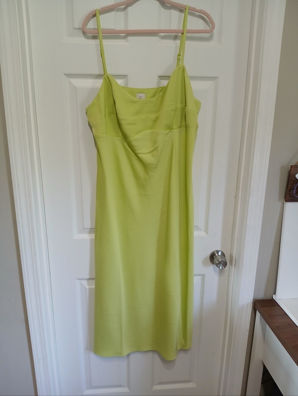 a new day Lime Green Slip Midi Dress with Spaghetti Straps Size XXL
